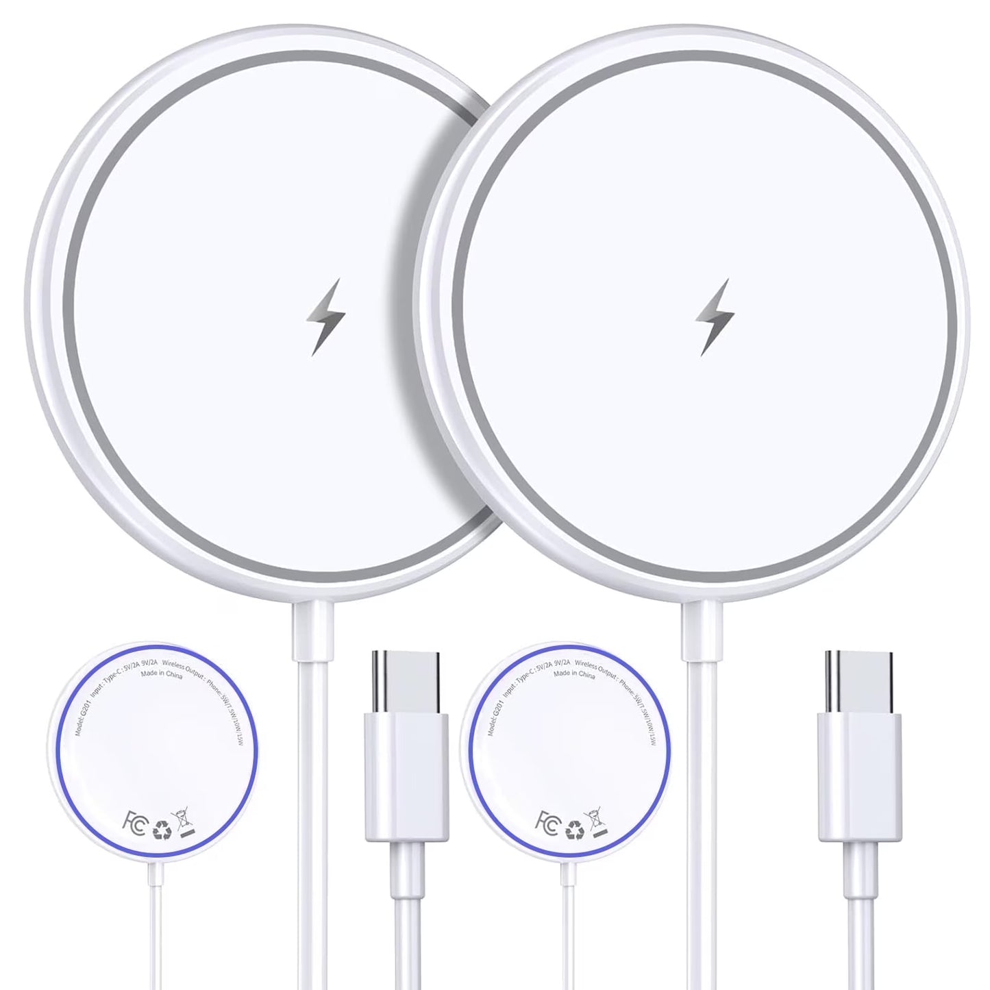 Mag-Safe Charger Magnetic Wireless Charger: 2 Pack 15W Fast Charger for Iphone 16/15 /14/13/12, White