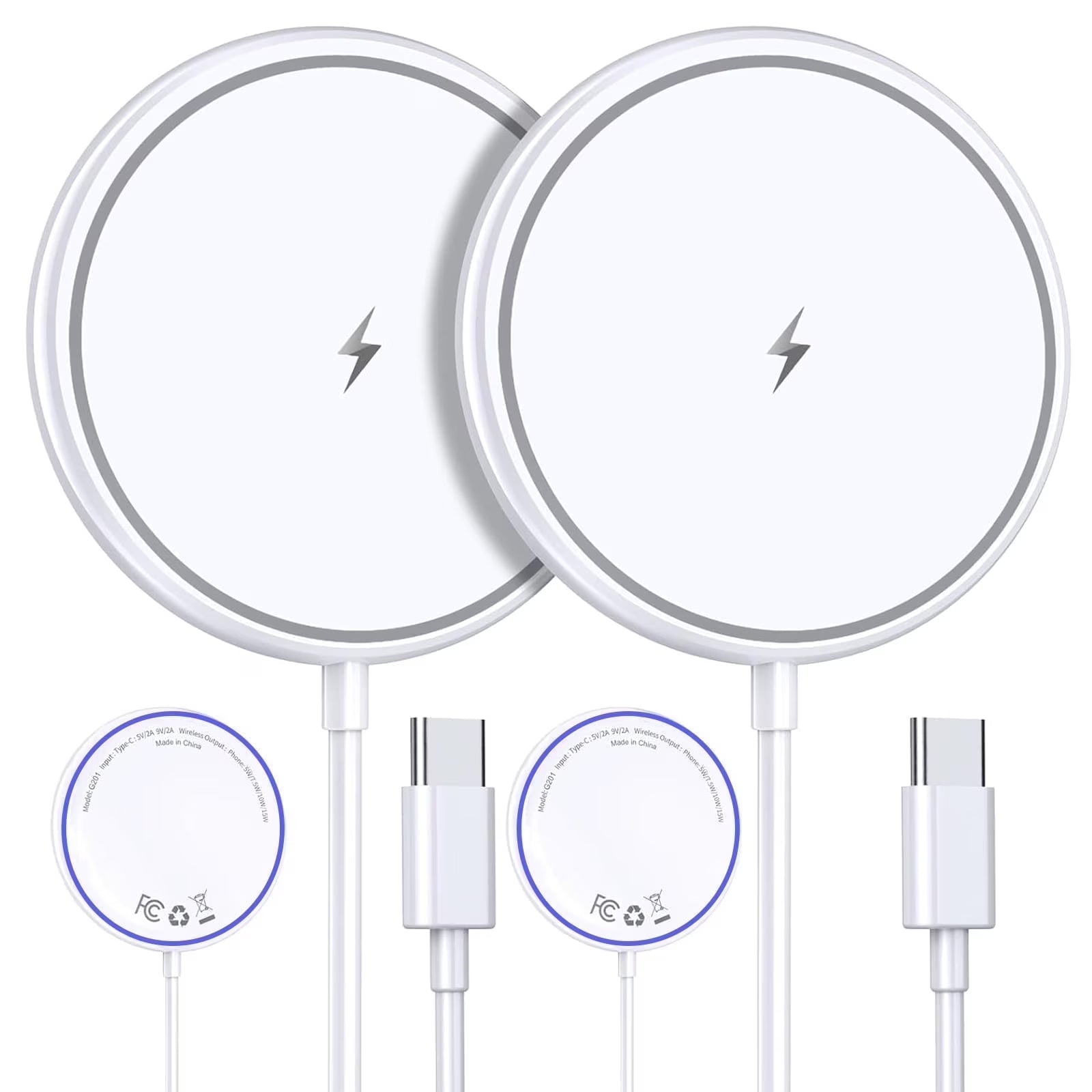 Mag-Safe Charger Magnetic Wireless Charger: 2 Pack 15W Fast Charger for Iphone 16/15 /14/13/12, White