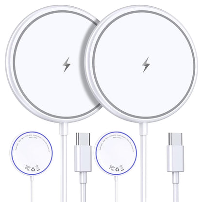 Mag-Safe Charger Magnetic Wireless Charger: 2 Pack 15W Fast Charger for Iphone 16/15 /14/13/12, White