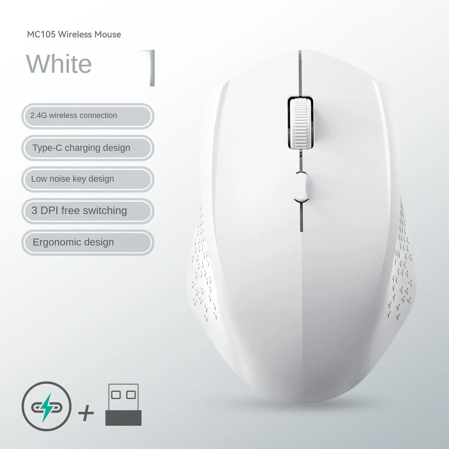 2.4G Wireless Mouse Bluetooth Mouse Dual Mode Mouse Rechargeable Mice Gaming Mouse 1600DPI for PC Laptop Computer Accessories