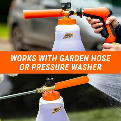 2-In-1 Foam Cannon Kit, Car Cleaning Kit Ultra Shine Car Wash and Car Wax, Cleaning Fluid for Cars, Trucks, Motorcycles, 64 Fl Oz