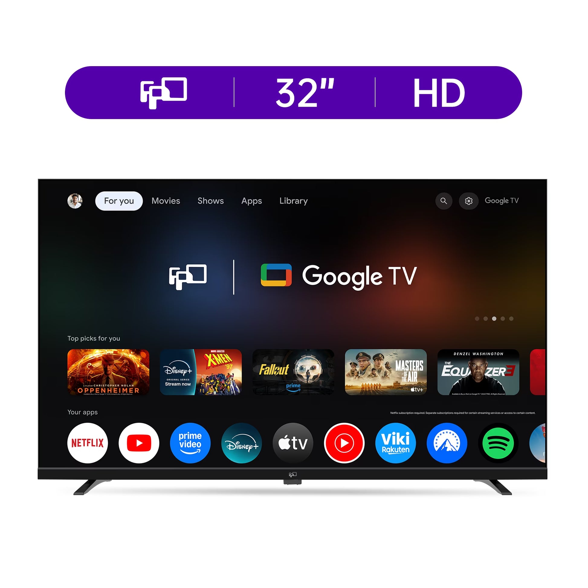 32-Inch HD Smart TV with Google TV - Voice Remote Control, Dolby Atmos, Dolby Audio HDR 10, Ultra-Flat LED Television, P Series CG32-P3