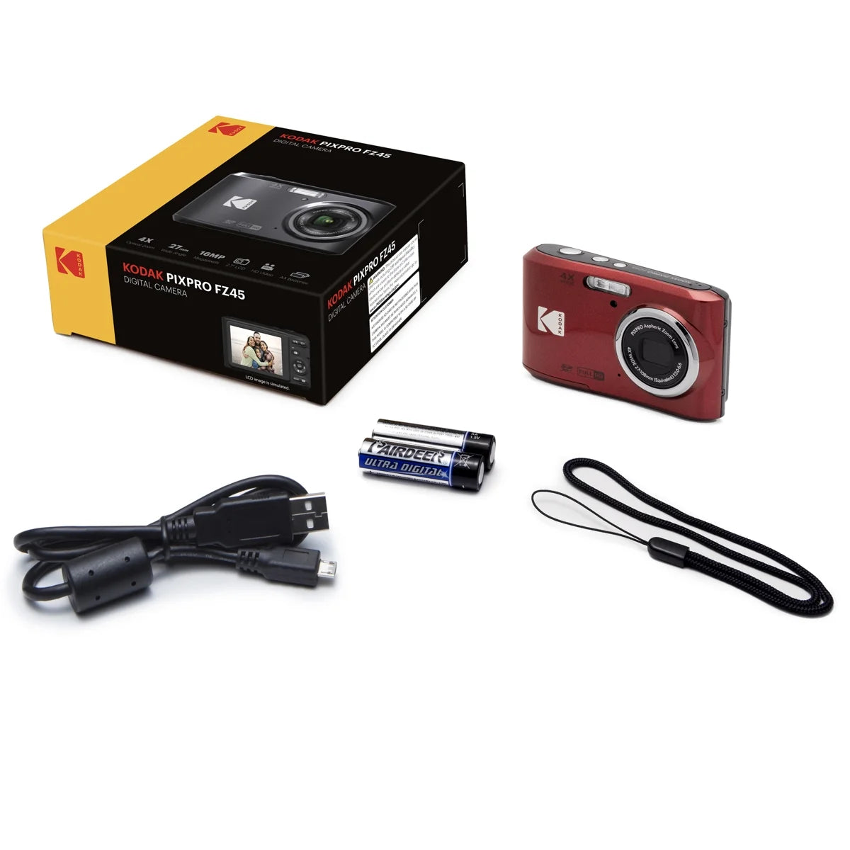 PIXPRO Friendly Zoom FZ45-RD 16MP Digital Camera with 4X Optical Zoom 27Mm Wide Angle and 2.7" LCD Screen (Red)