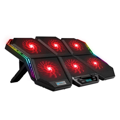 COOLCOLD K40 RGB Laptop Cooler 6-Fan Cooling Stand Mute Design with Adjustable Wind Speed Stand Height Colorful Light Effect