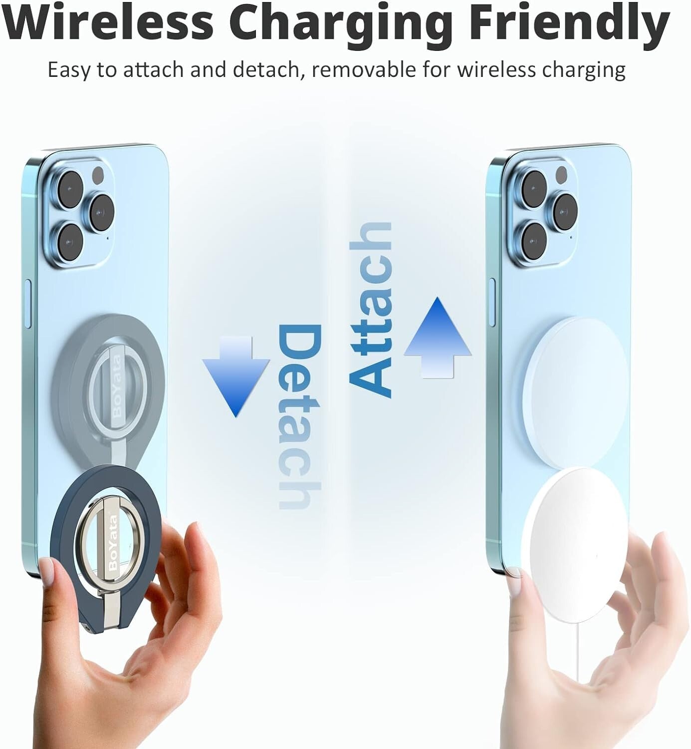 Boyata Magnetic Phone Ring Holder, 360° Rotating Phone Grip for Magsafe