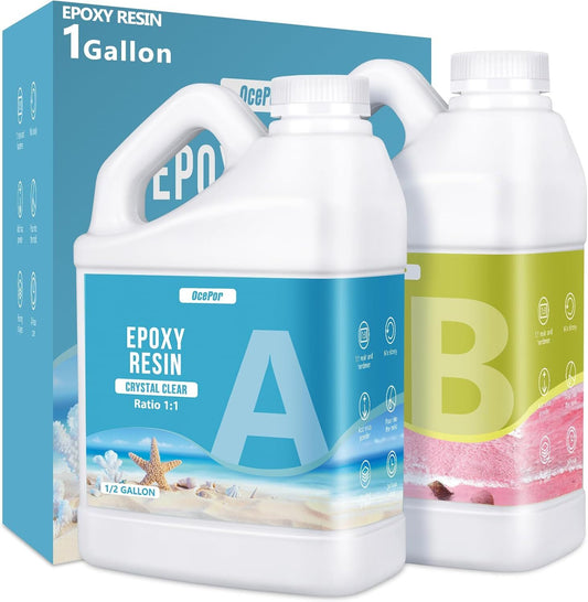 Ocepor Epoxy Resin-1 Gallon, Crystal Clear Epoxy Resin Kit, No Yellowing No