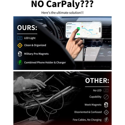 Magsafe Car Mount Charger, 3 in 1 [LED RGB Handsfree] Wireless Car Charger, Magnetic Phone Holders for Your Car- Fast Charging C