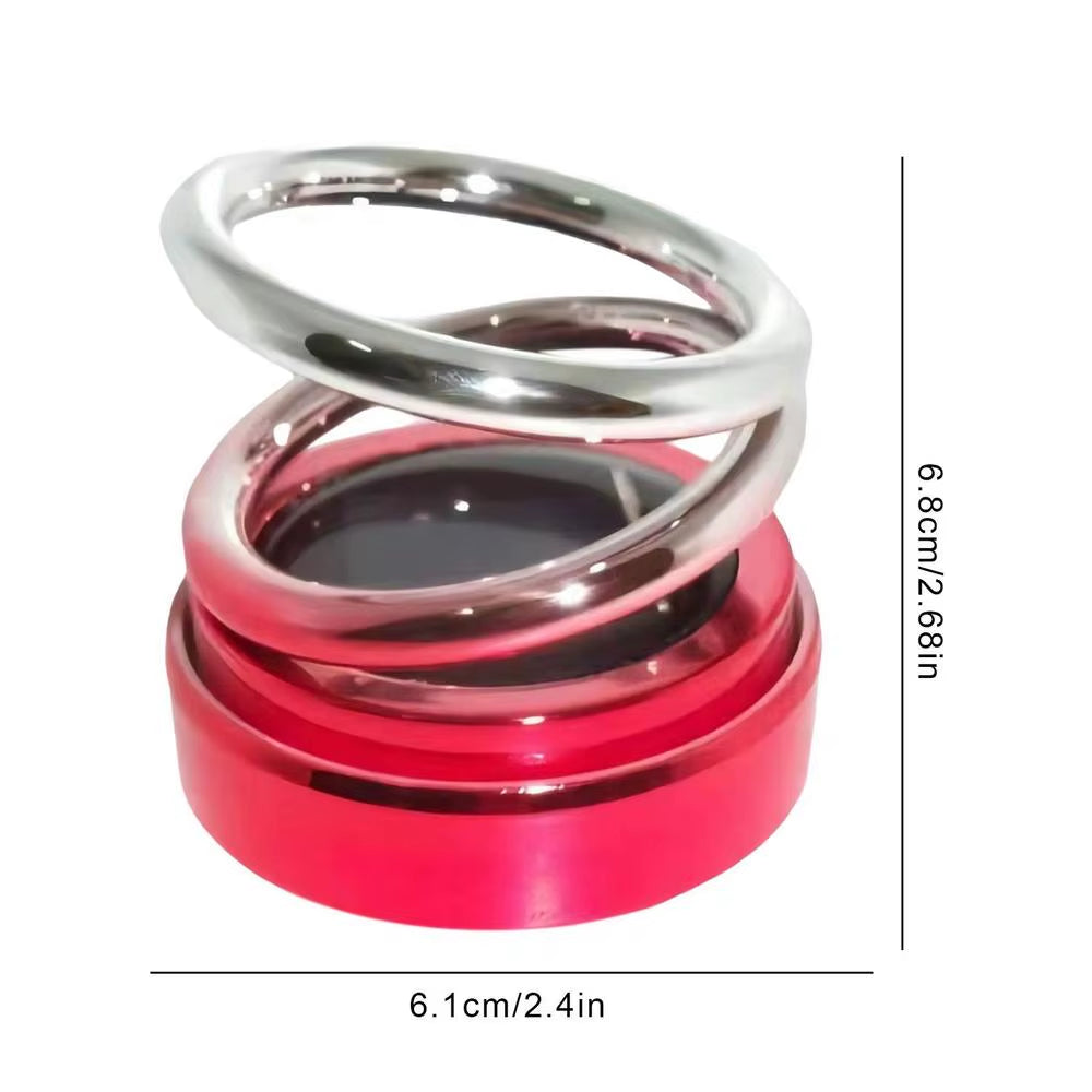 Solar Powered Car Air Fresheners Car Flavoring Rotating Perfume Diffuser Double-Ring Aromatherapy Fragrance Car Gadgets