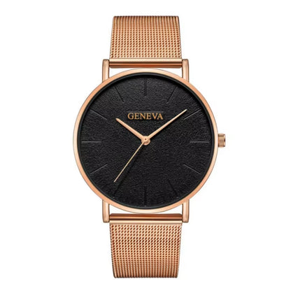 Fashion Black Quartz Watch Men Women Mesh Stainless Steel Men'S Watch Ultra-Thin Women'S Watches Clock Erkek Bayan Kol Saati