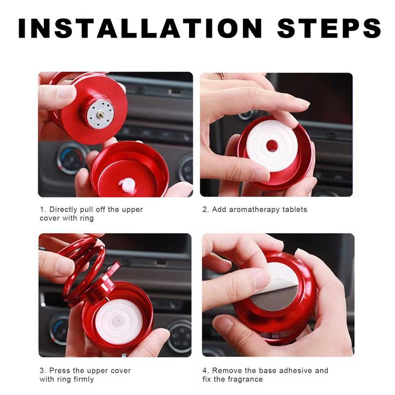 Solar Powered Car Air Fresheners Car Flavoring Rotating Perfume Diffuser Double-Ring Aromatherapy Fragrance Car Gadgets