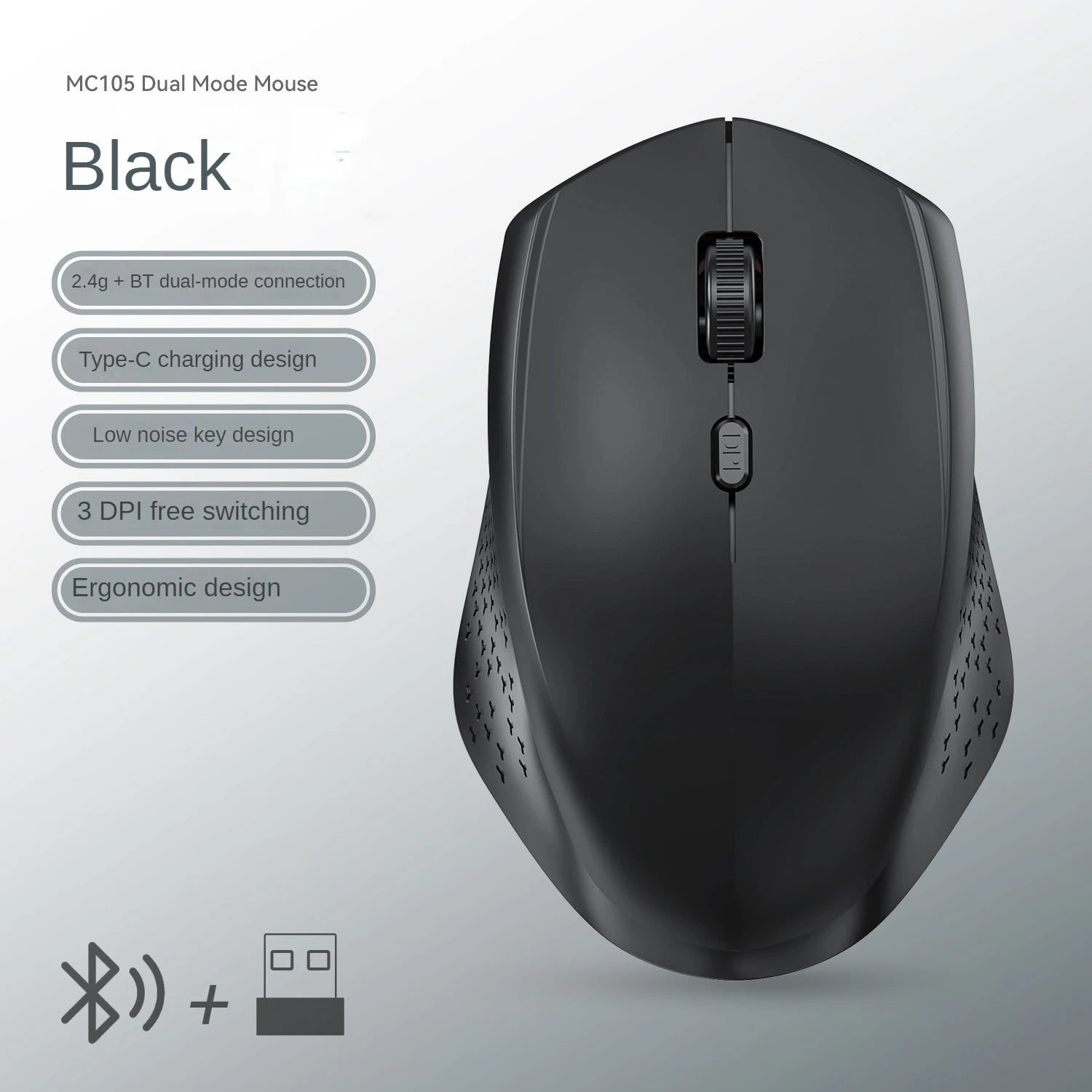 2.4G Wireless Mouse Bluetooth Mouse Dual Mode Mouse Rechargeable Mice Gaming Mouse 1600DPI for PC Laptop Computer Accessories