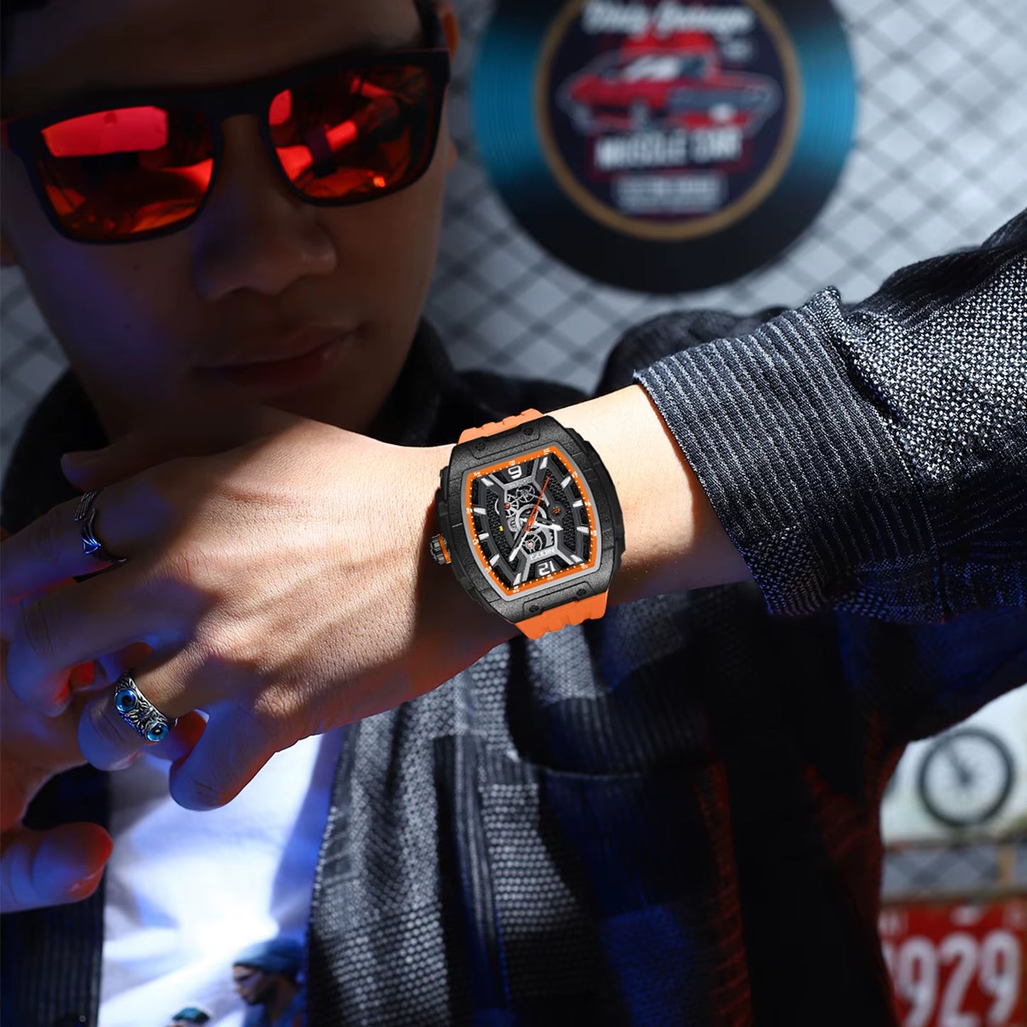 Colorful Fashion Cool Big Dial Watch Luminous Waterproof Sport Analog Quartz Business Mens Watches Silicon Strap Dress Watch