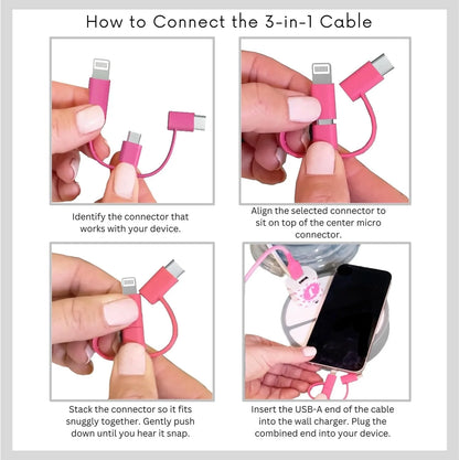 Phone Charger Sets for Iphone & Android | 6 FT 3-In-1 Cable Included MFI Lightning, Type C, and Micro USB | Gift for Any Age and All Occasions (Soccer)