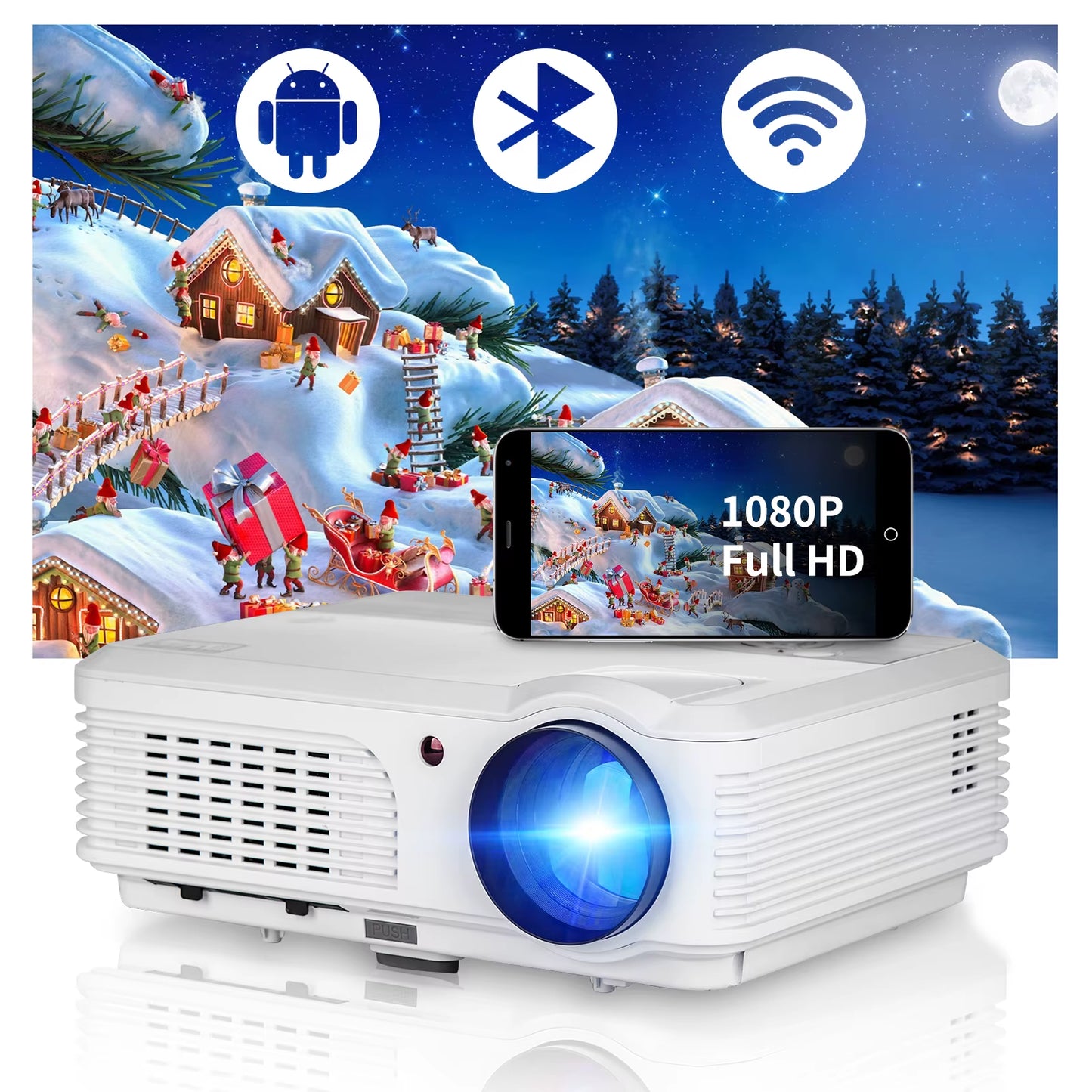 4K 10000 Lumens Android Beamer Projector Outdoors Full HD 1080P 8K Video Dolby Audio Home Theater Wifi Portable Proyector