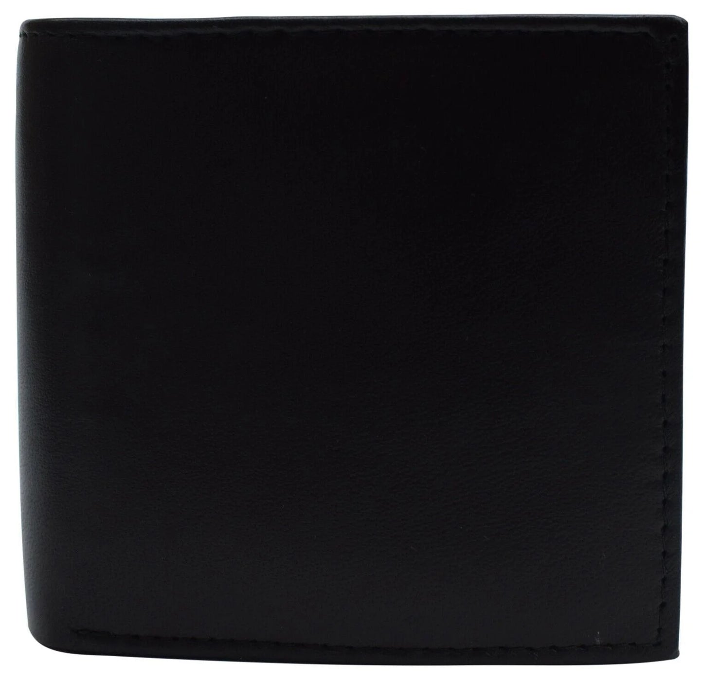 Mens European Cowhide Leather RFID Mens Wallet 2 ID-20 Card Slots Black