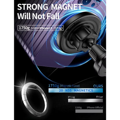 Magsafe Car Mount Charger, 3 in 1 [LED RGB Handsfree] Wireless Car Charger, Magnetic Phone Holders for Your Car- Fast Charging C