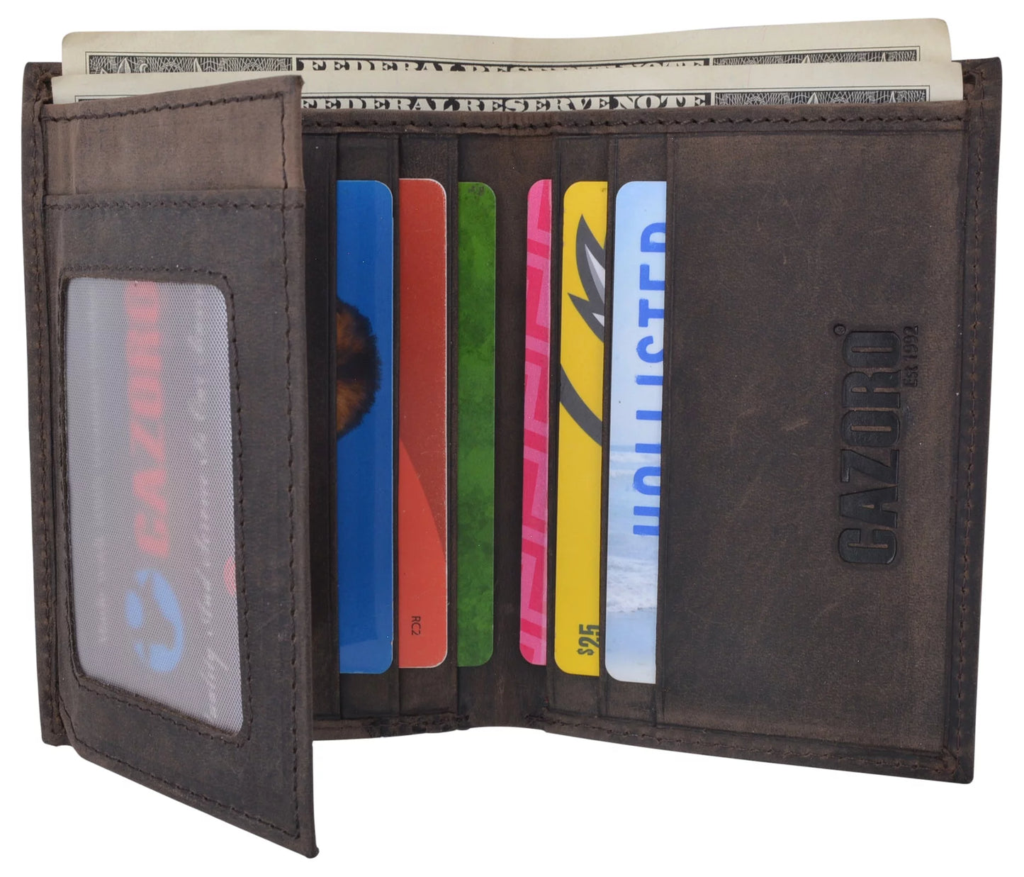 RFID Blocking Bifold USA Wallet for Men Leather Extra Capacity Mens Bifold Wallet W/ Vertical Design