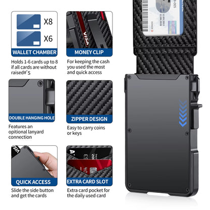 Mens Wallet Tactical Bifold Wallets for Men Metal RFID Blocking Aluminum Money Cards Holder,Minimalist Mens Wallet with Gift Box