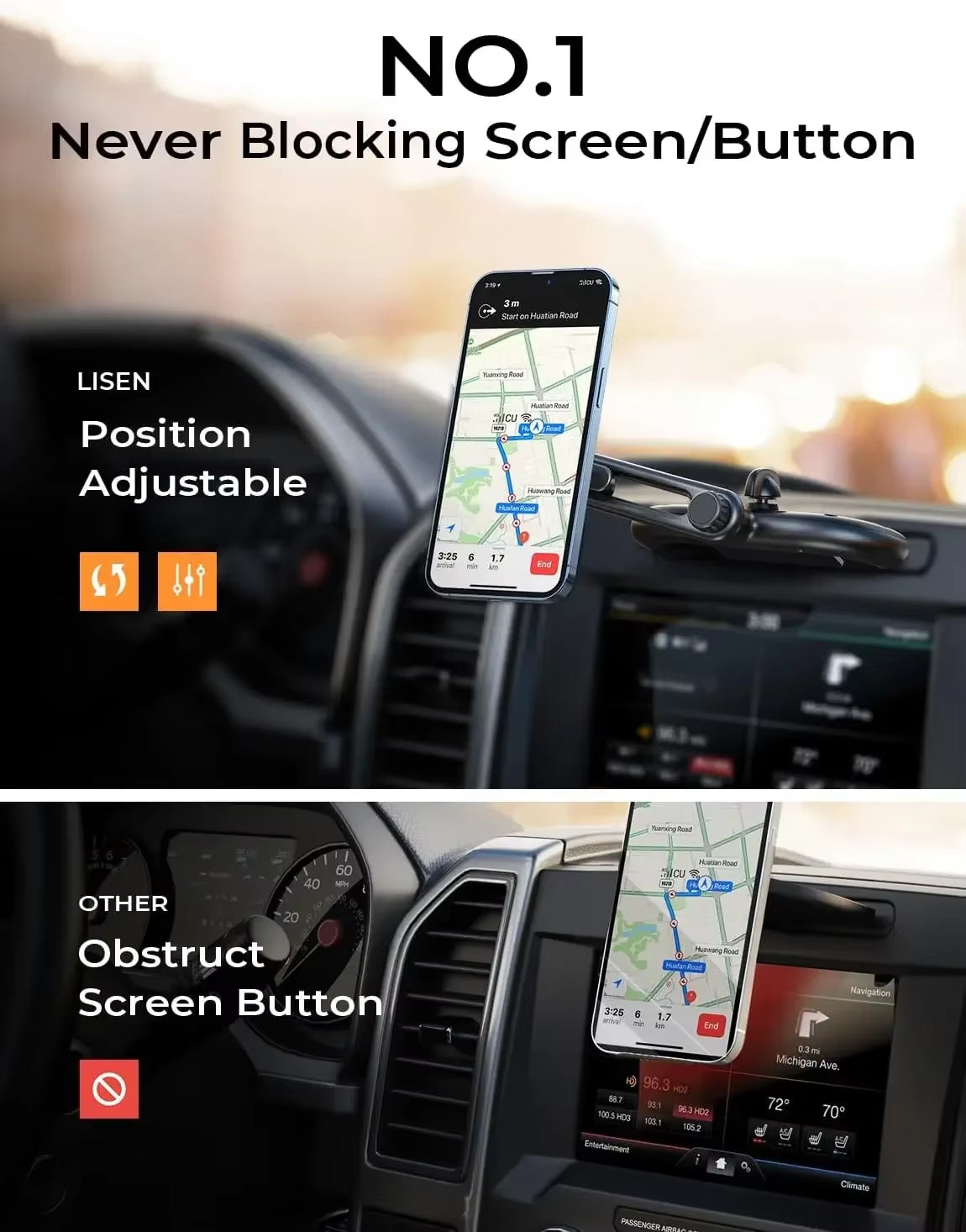 LISEN for Magsafe CD Phone Holder for Car Mount [Angle Adjustable]Magsafe Car Mount CD Slot Hands Free CD Player Phone Mount