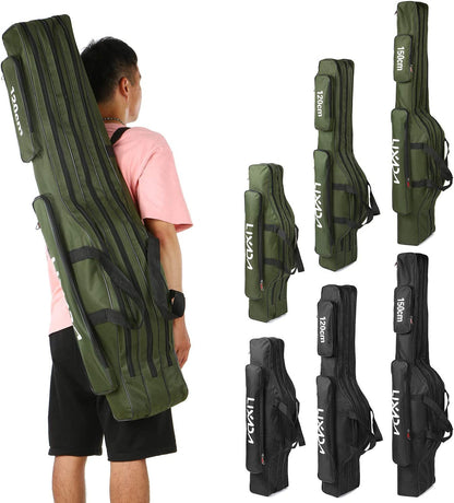 Fishing Rod Case - 3 Layers Oxford Bag, Portable Folding Carrier for Rods and Reels, Tackle Storage Travel Bag, 90Cm/120Cm/150Cm Optional