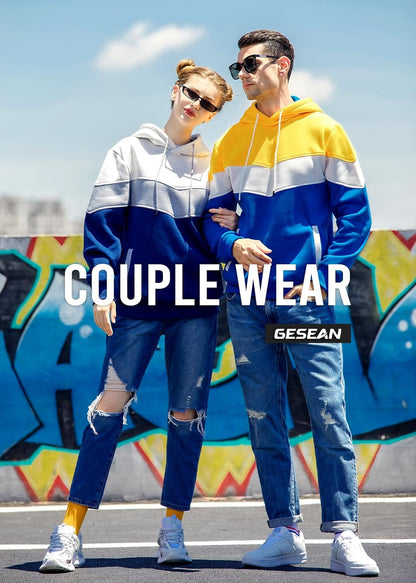 Men'S Novelty Color Block Pullover Fleece Hoodie Long Sleeve Casual Sweatshirt with Pocket