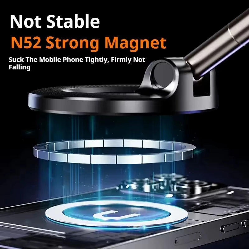 For Magsafe Car Phone Holder Suction Cup Vacuum Magnetic Phone Hholder 360° Rotatable Foldable Phone Holder Phone Accessories