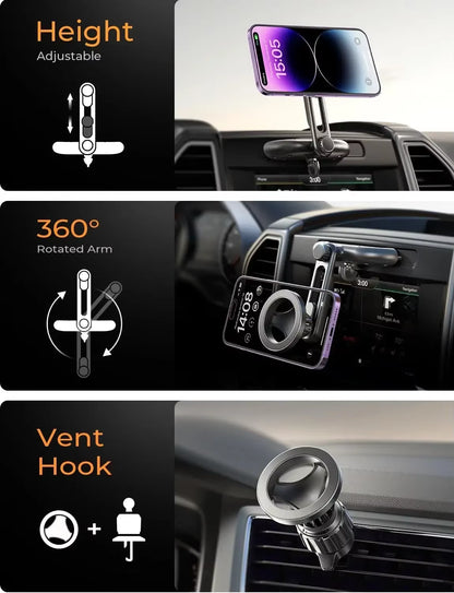 LISEN for Magsafe CD Phone Holder for Car Mount [Angle Adjustable]Magsafe Car Mount CD Slot Hands Free CD Player Phone Mount
