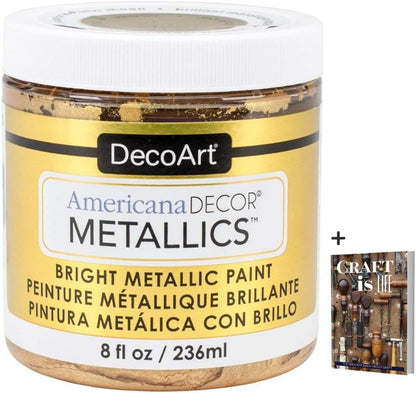 Americana Decor Metallics 24K Gold Paint - 8Oz Metallic 24K Gold Acrylic Paint -
