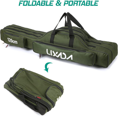 Fishing Rod Case - 3 Layers Oxford Bag, Portable Folding Carrier for Rods and Reels, Tackle Storage Travel Bag, 90Cm/120Cm/150Cm Optional