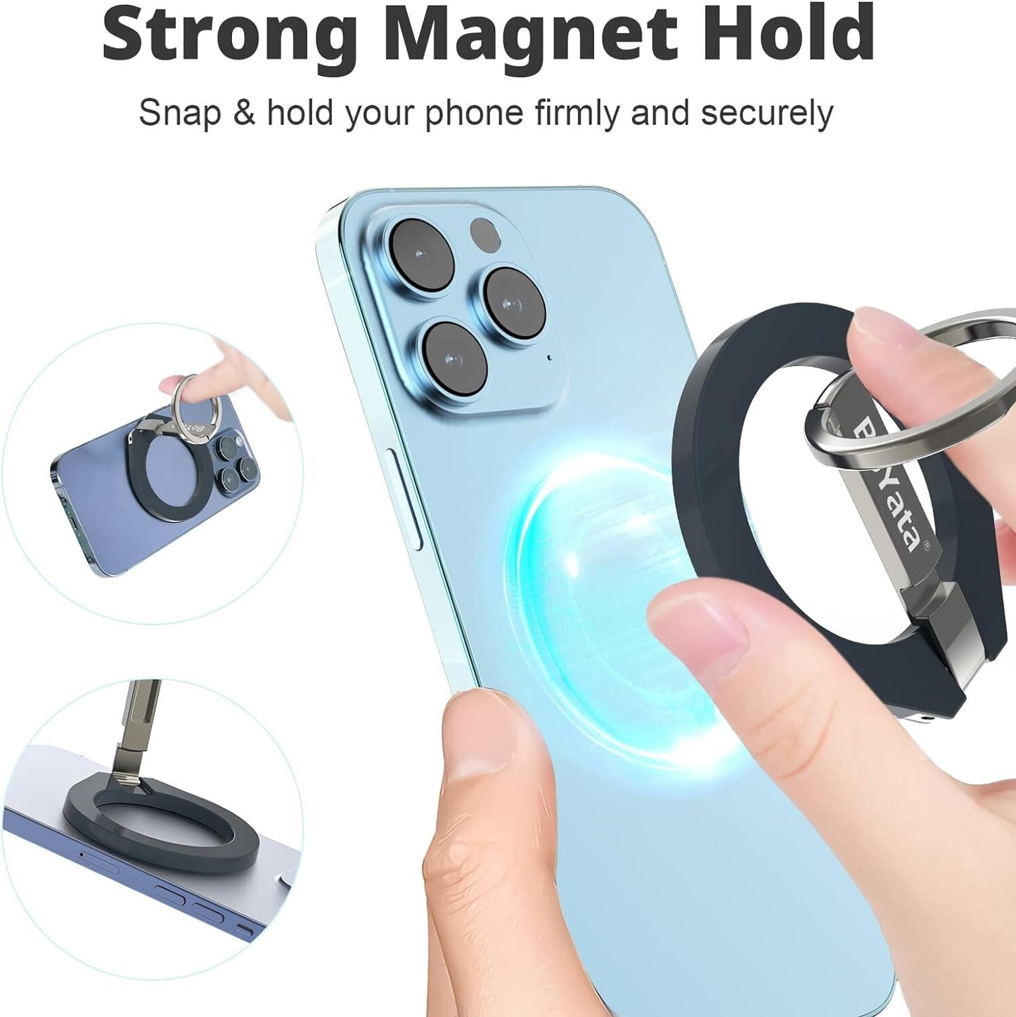 Boyata Magnetic Phone Ring Holder, 360° Rotating Phone Grip for Magsafe