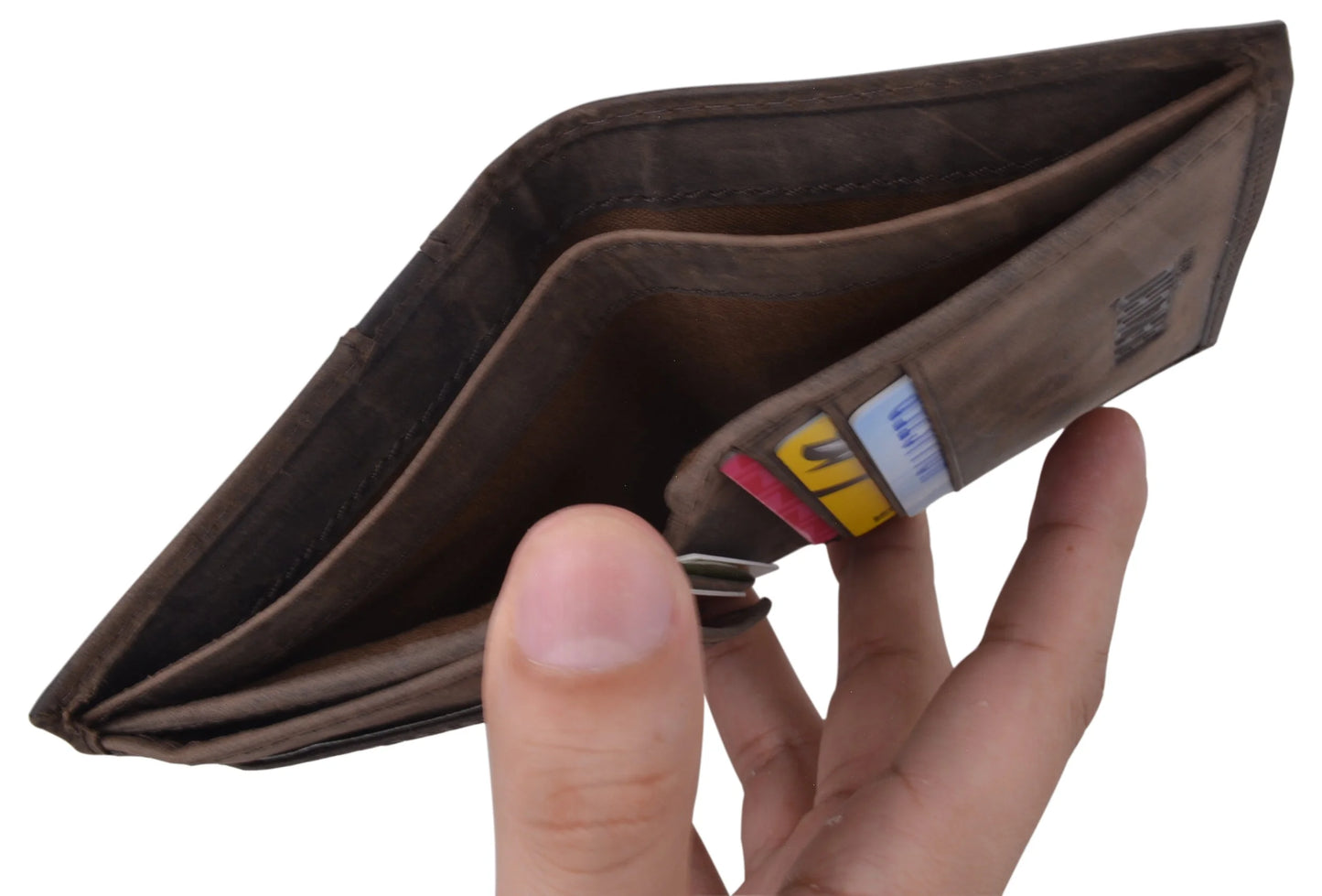 RFID Blocking Bifold USA Wallet for Men Leather Extra Capacity Mens Bifold Wallet W/ Vertical Design