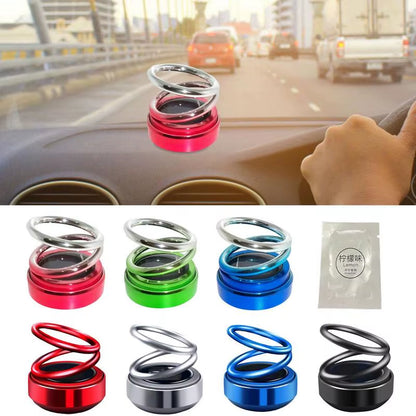Solar Powered Car Air Fresheners Car Flavoring Rotating Perfume Diffuser Double-Ring Aromatherapy Fragrance Car Gadgets