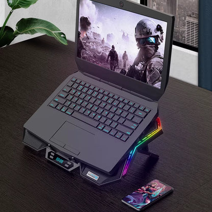 COOLCOLD K40 RGB Laptop Cooler 6-Fan Cooling Stand Mute Design with Adjustable Wind Speed Stand Height Colorful Light Effect