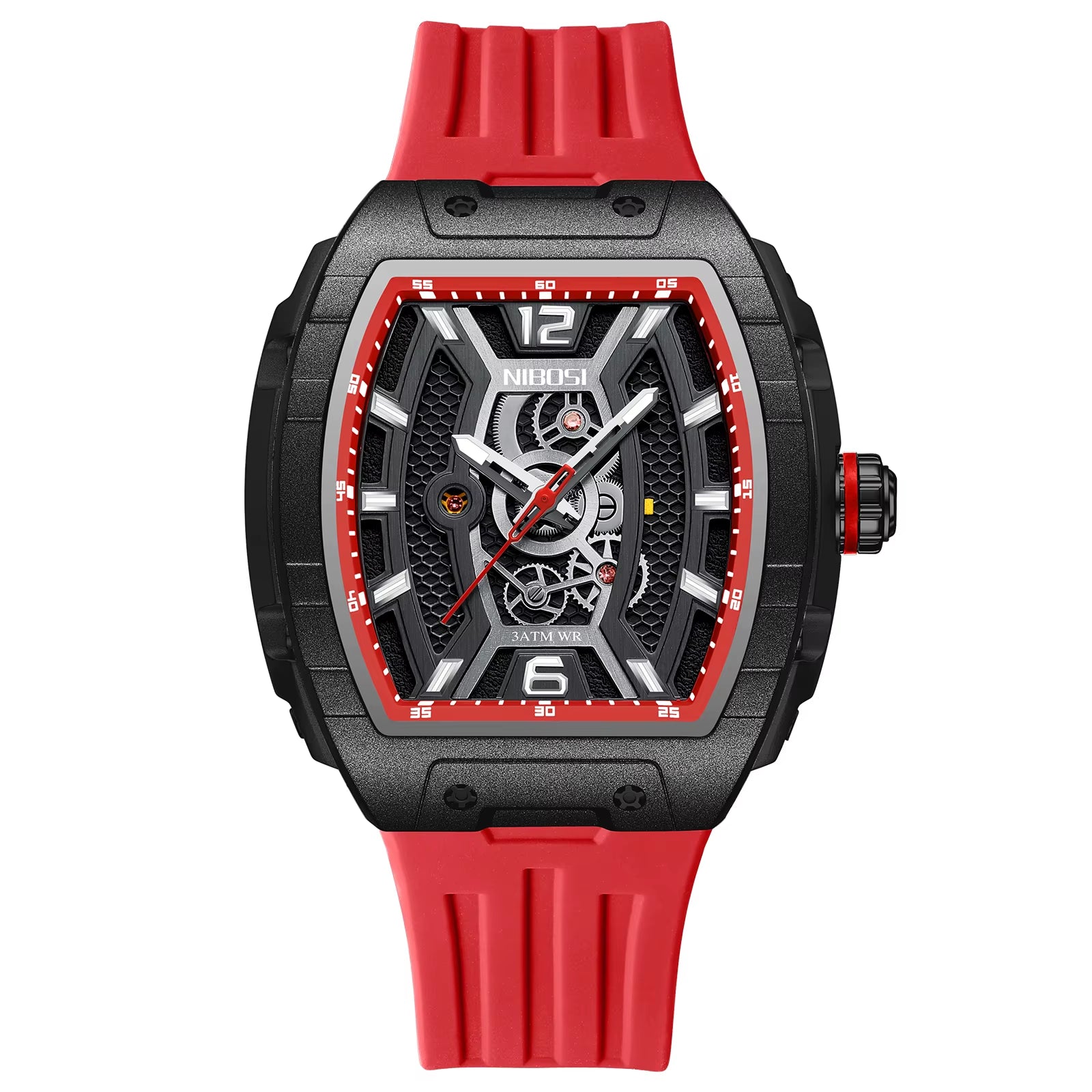 Colorful Fashion Cool Big Dial Watch Luminous Waterproof Sport Analog Quartz Business Mens Watches Silicon Strap Dress Watch