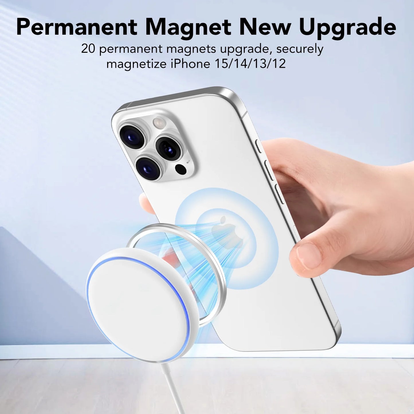 Mag-Safe Charger Magnetic Wireless Charger: 2 Pack 15W Fast Charger for Iphone 16/15 /14/13/12, White