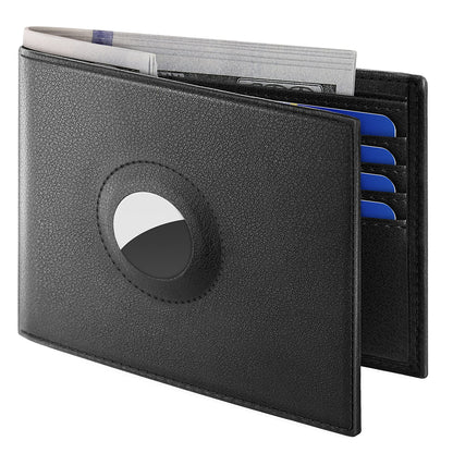 Air Tag Wallet Holder, Large Bifold Mens Wallet for Airtag RFID Blocking with 2 ID Windows and Integrated Holder for Airtag