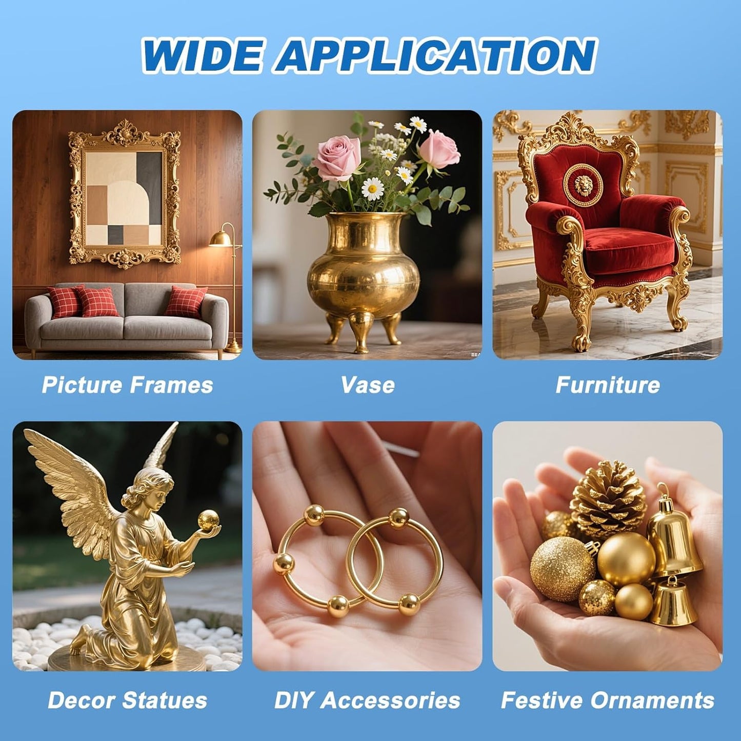 Gold Paint 35 Floz Metallic Liquid Leaf Non Toxic Shiny Acrylic Coating Metal