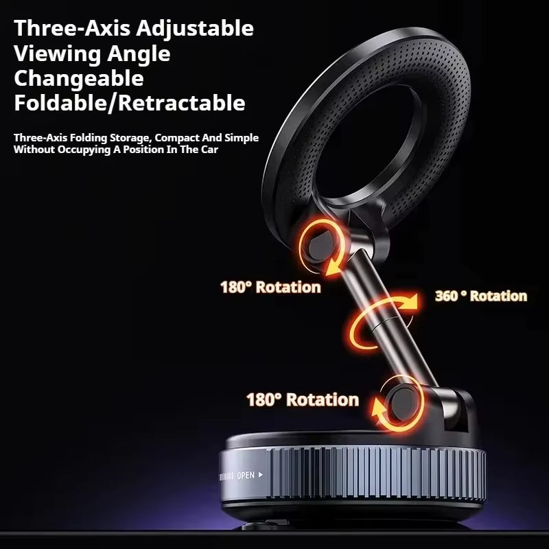 For Magsafe Car Phone Holder Suction Cup Vacuum Magnetic Phone Hholder 360° Rotatable Foldable Phone Holder Phone Accessories