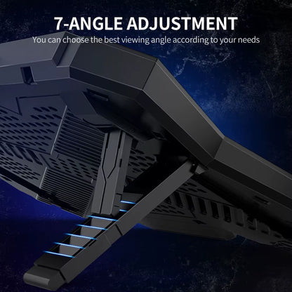 COOLCOLD K40 RGB Laptop Cooler 6-Fan Cooling Stand Mute Design with Adjustable Wind Speed Stand Height Colorful Light Effect