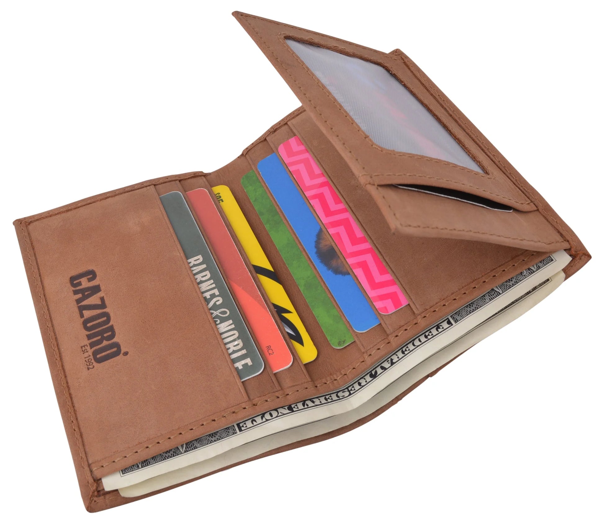 RFID Blocking Bifold USA Wallet for Men Leather Extra Capacity Mens Bifold Wallet W/ Vertical Design