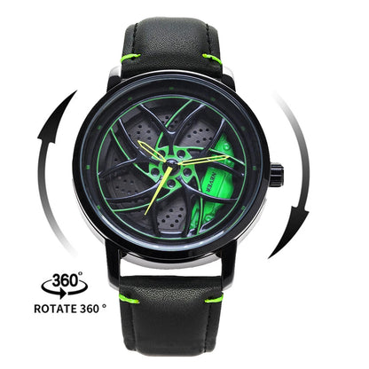 3D Sports Car Wheel Hub Mens Watches Spinnning Wholesale Cartoon Characters Watches Quartz Waterproof 360 Rotate Reloj Hombre