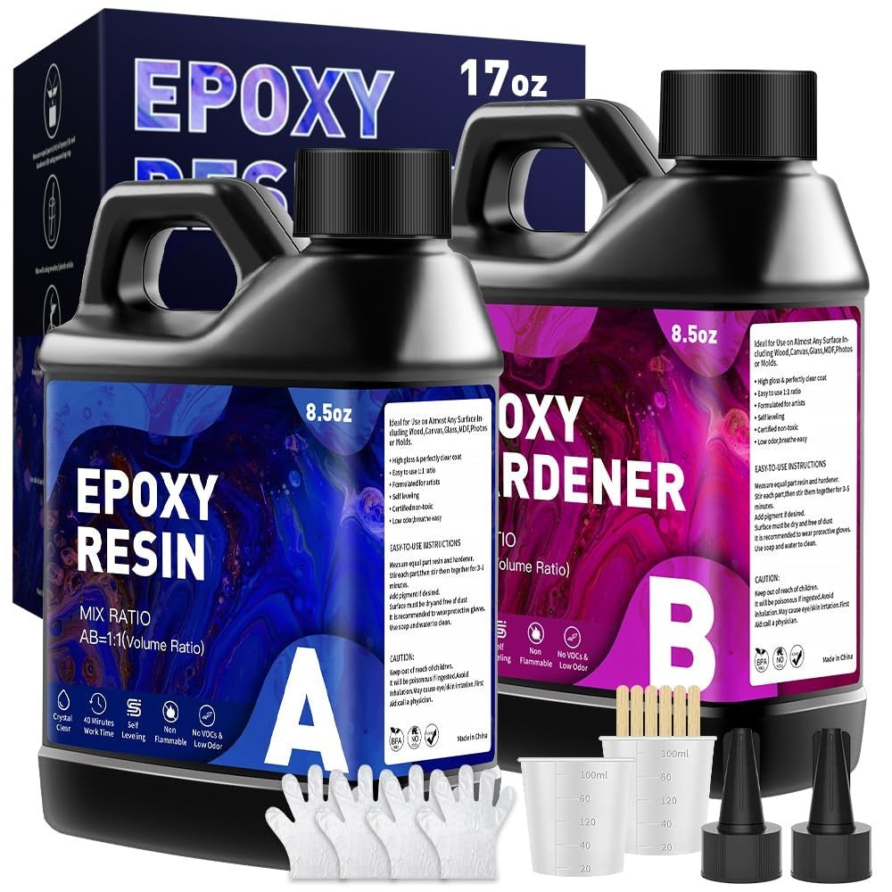 Epoxy Resin Crystal Clear Epoxy Resin Kit No Yellowing No Bubble 17 OZ