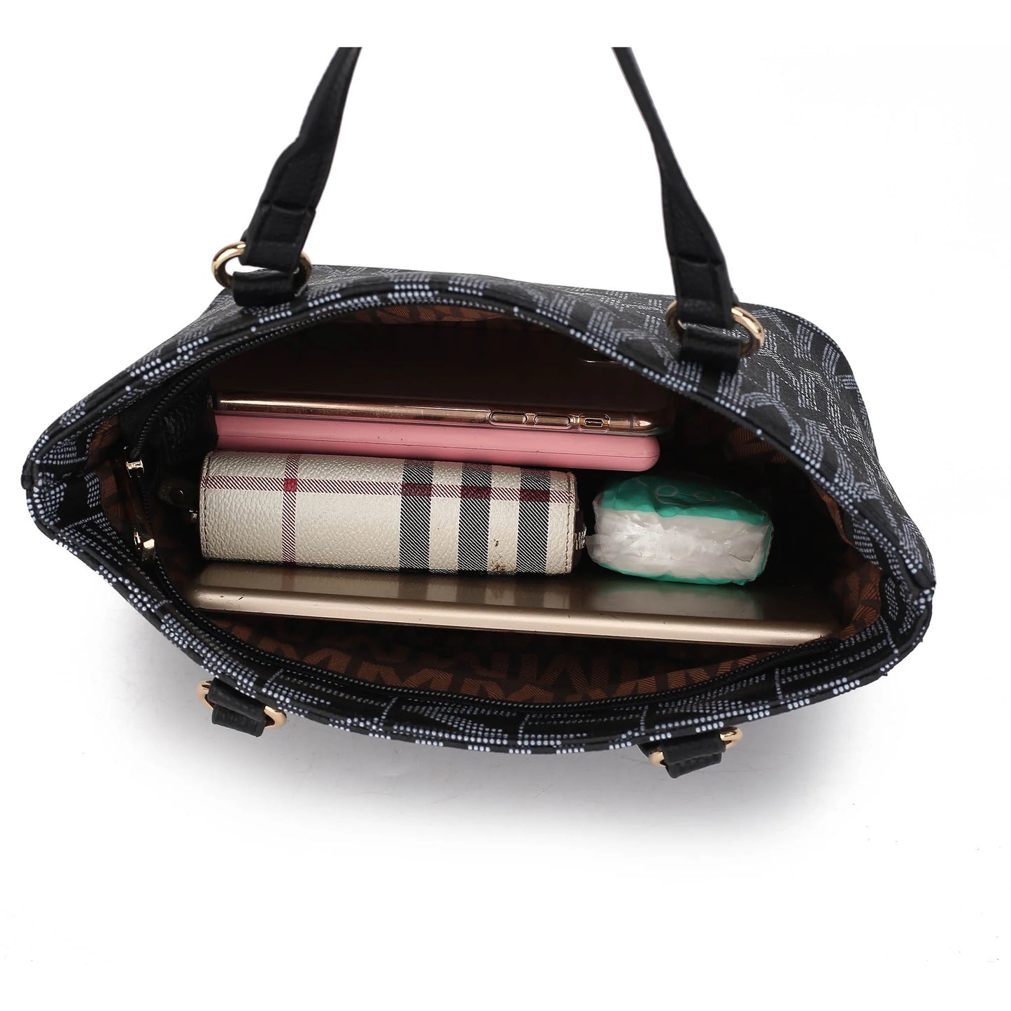 by Mia K. Marimar Women'S Tote Bag with Pouch and Wristlet, Signature 4 Piece Set - Burgundy Red