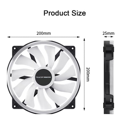 FD200 200Mm ARGB Computer Case Fan 5V 3PIN LED Cooling Fans Desktop PC Case Accessories