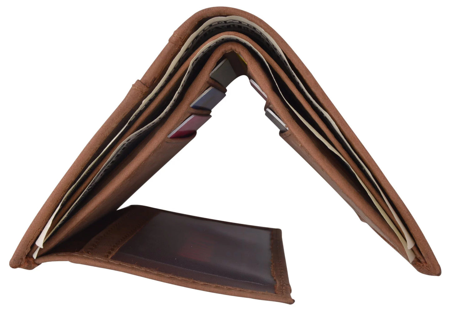 RFID Blocking Bifold USA Wallet for Men Leather Extra Capacity Mens Bifold Wallet W/ Vertical Design