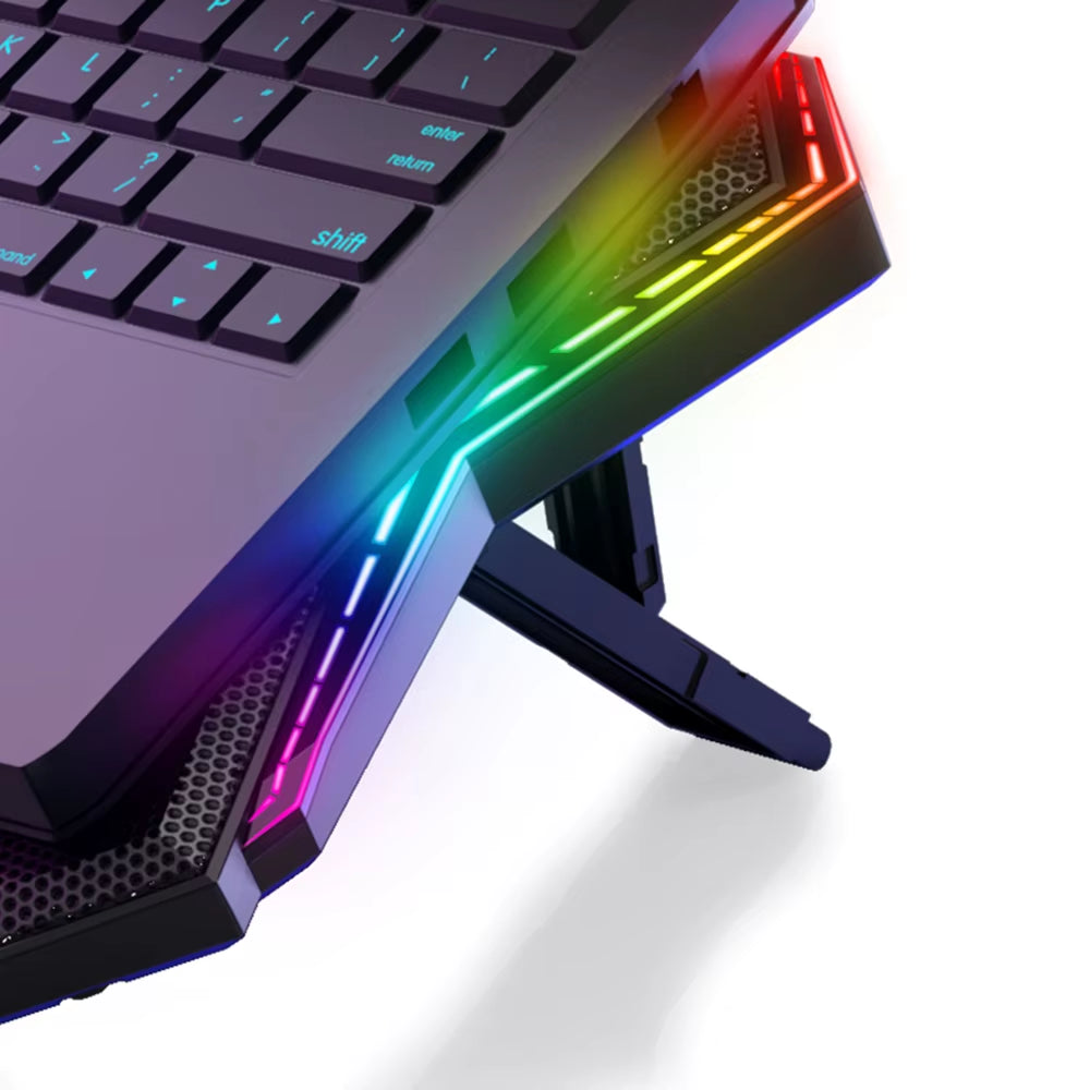 COOLCOLD K40 RGB Laptop Cooler 6-Fan Cooling Stand Mute Design with Adjustable Wind Speed Stand Height Colorful Light Effect