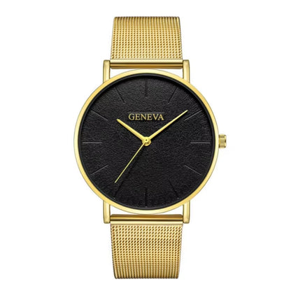 Fashion Black Quartz Watch Men Women Mesh Stainless Steel Men'S Watch Ultra-Thin Women'S Watches Clock Erkek Bayan Kol Saati