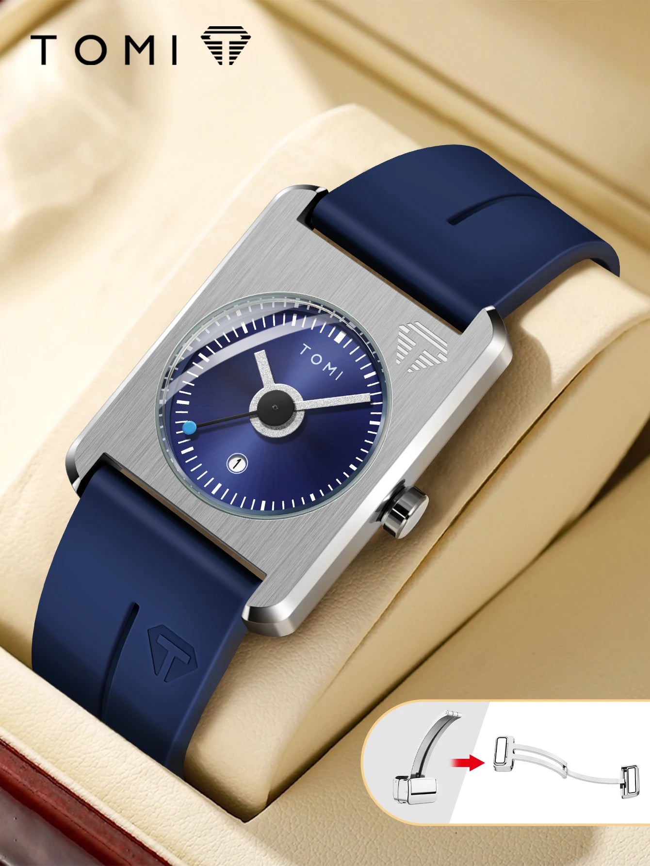 Men'S Fashion Watches Quartz Watches Square Small Dial Wrist Watches Magnetic Buckle Watches Simple Leisure Watches