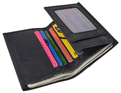 RFID Blocking Bifold USA Wallet for Men Leather Extra Capacity Mens Bifold Wallet W/ Vertical Design