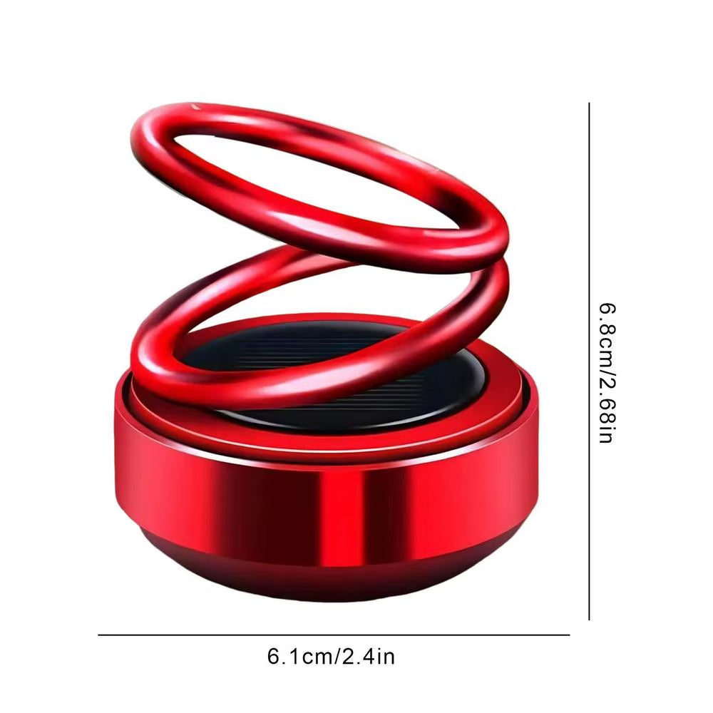 Solar Powered Car Air Fresheners Car Flavoring Rotating Perfume Diffuser Double-Ring Aromatherapy Fragrance Car Gadgets